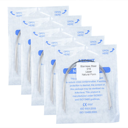 AZDENT Dental Orthodontic Archwire Stainless Steel Round Natural Full Size 10pcs/Pack-azdentall.com