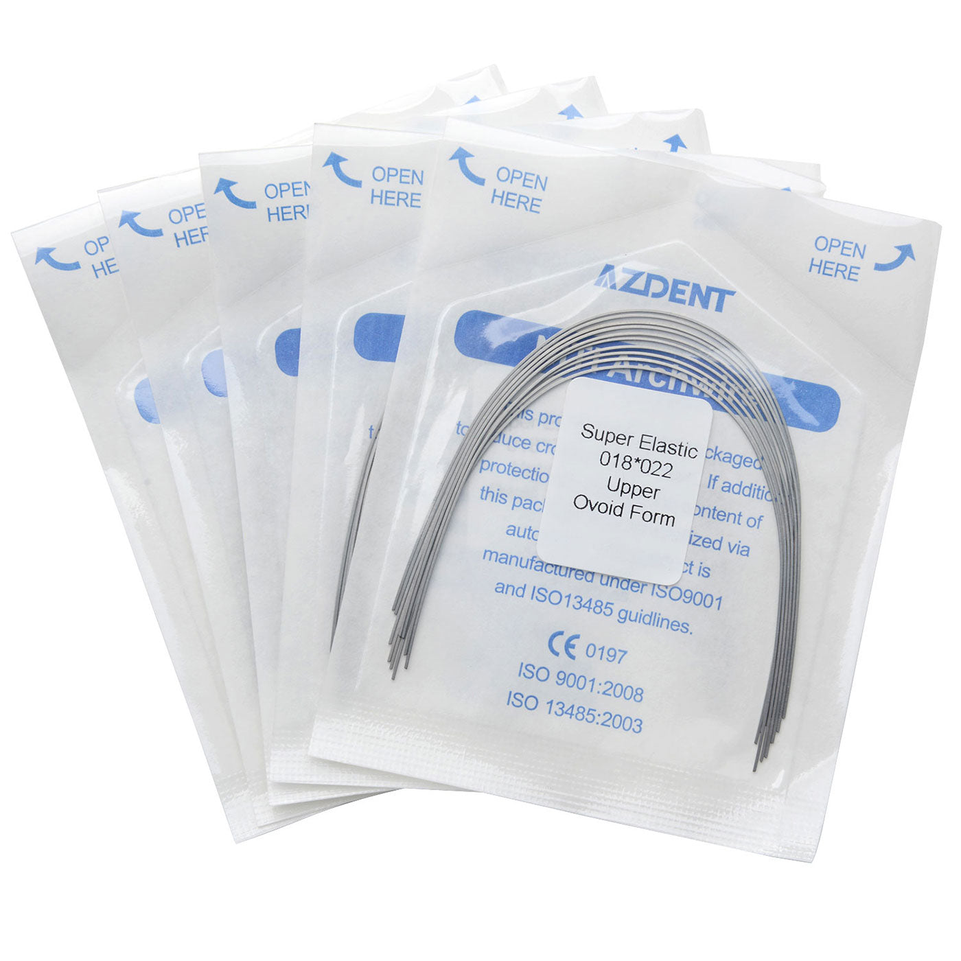 5 Bags AZDENT Dental Orthodontic Archwires Niti Super Elastic Ovoid Rectangular 0.018x0.022 Upper 10pcs/Pack - azdentall.com