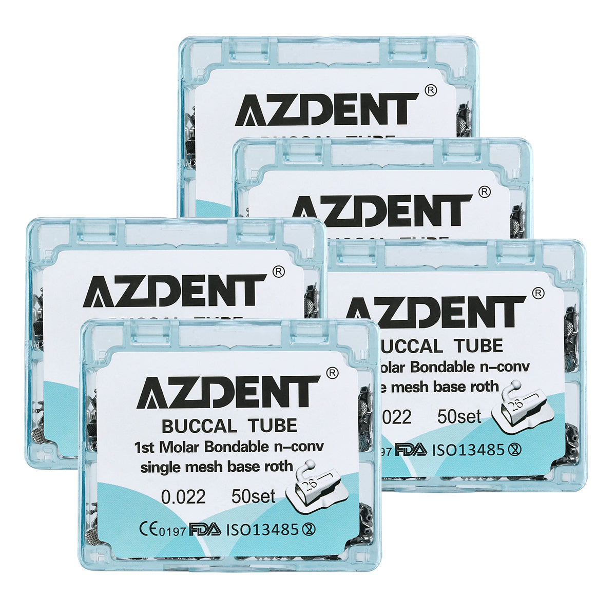 5 Boxes AZDENT Buccal Tube 1st Molar Bondable Split Non-Convertible Roth 0.022 (UR UL LL LR) -azdentall.com