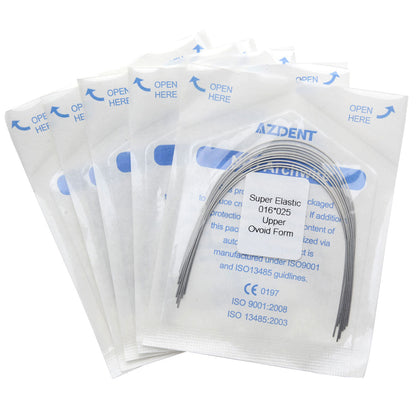 5 Bags AZDENT Dental Orthodontic Archwires Niti Super Elastic Ovoid Rectangular 0.016x0.025 Upper 10pcs/Pack - azdentall.com