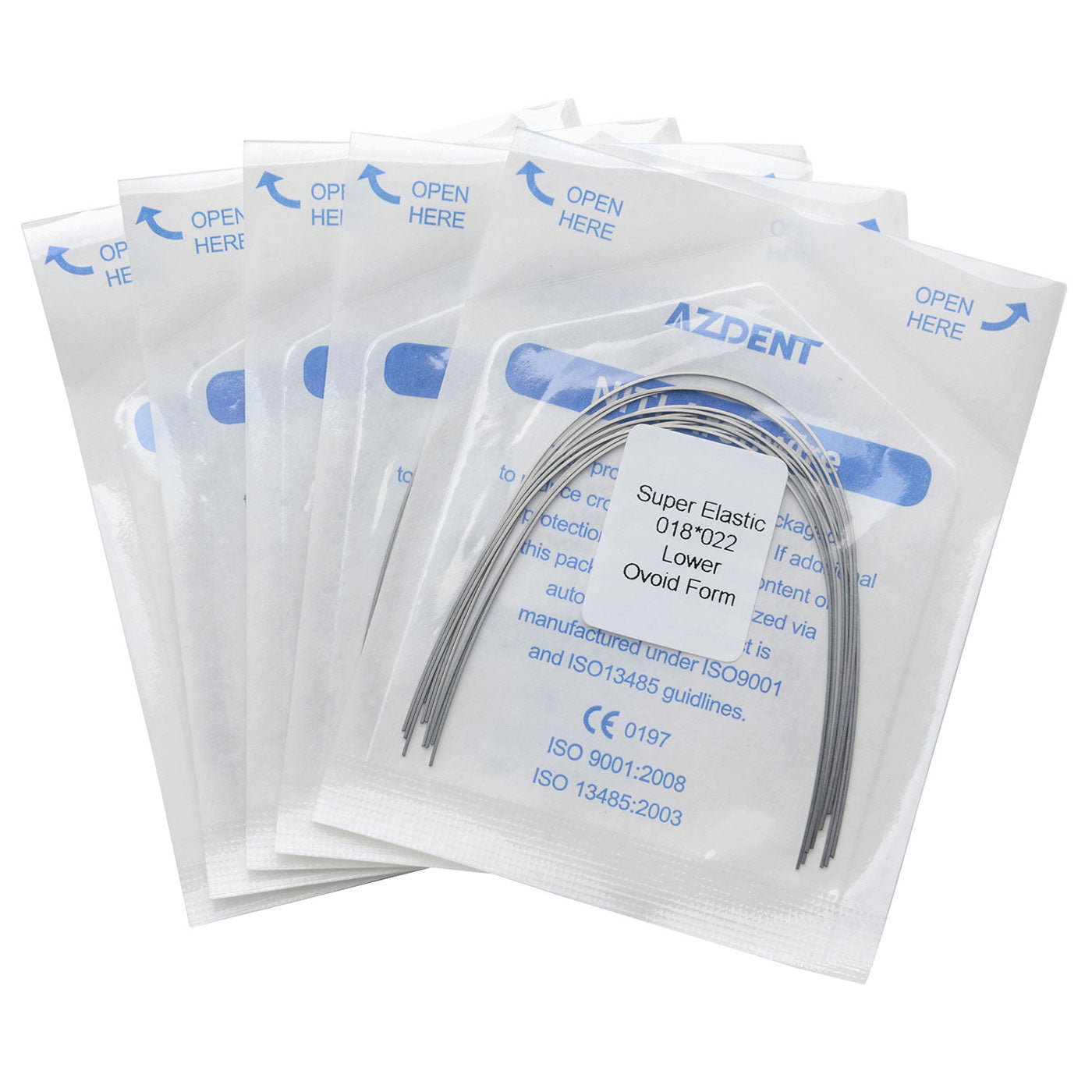 5 Bags AZDENT Dental Orthodontic Archwires Niti Super Elastic Ovoid Rectangular 0.018x0.022 Lower 10pcs/Pack - azdentall.com