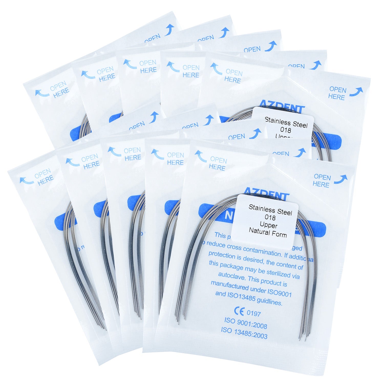 AZDENT Dental Orthodontic Archwire Stainless Steel Round Natural Full Size 10pcs/Pack-azdentall.com