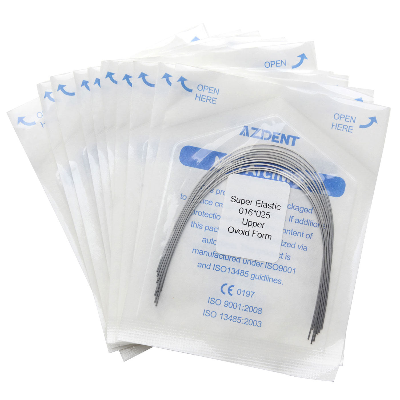 10 Bags AZDENT Dental Orthodontic Archwires Niti Super Elastic Ovoid Rectangular 0.016x0.025 Upper 10pcs/Pack - azdentall.com