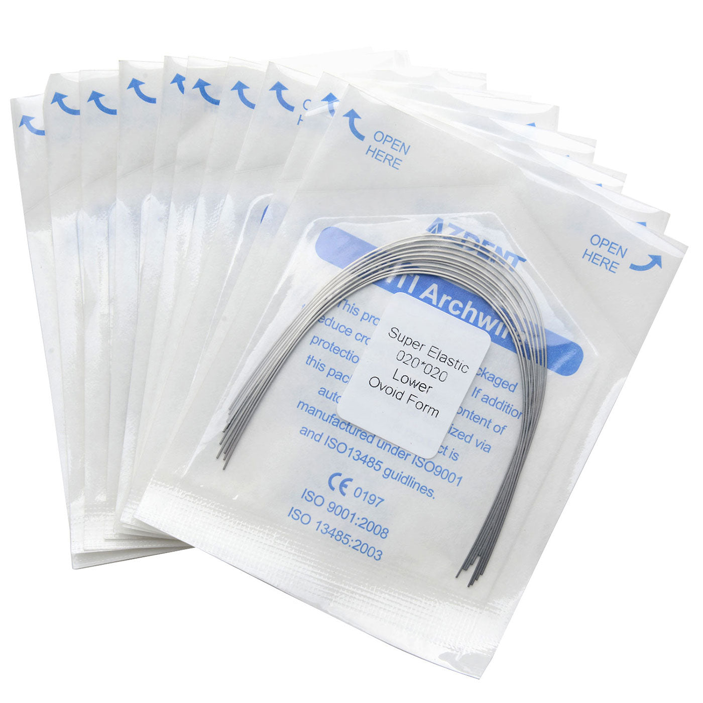 10 Bags AZDENT Dental Orthodontic Archwires Niti Super Elastic Ovoid Rectangular 0.020x0.020 Lower 10pcs/Pack - azdentall.com