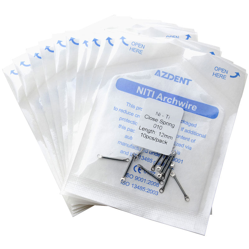 10 Packs AZDENT Dental Orthodontic Accessory Closed Coil Spring 0.010 12mm 10pcs/Bag - azdentall.com