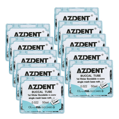 10 Boxes AZDENT Buccal Tube 1st Molar Bondable Split Non-Convertible Roth 0.022 (UR UL LL LR) -azdentall.com