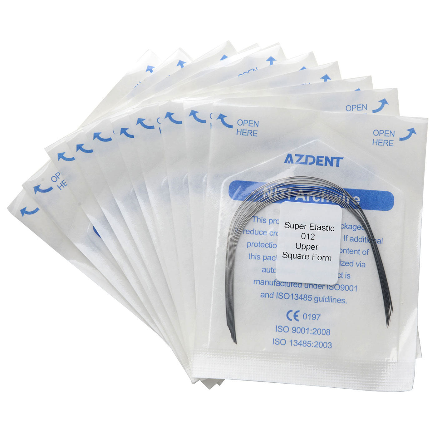 10 Bags AZDENT Dental Orthodontic Archwires NiTi Super Elastic Square Round 0.012 Upper 10pcs/Pack - azdentall.com