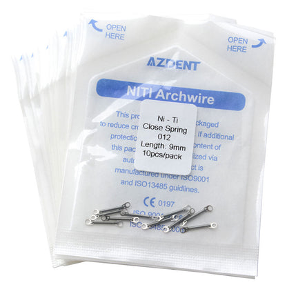 20 Packs AZDENT Dental Orthodontic Accessory Closed Coil Spring 0.012 9mm 10pcs/Bag - azdentall.com