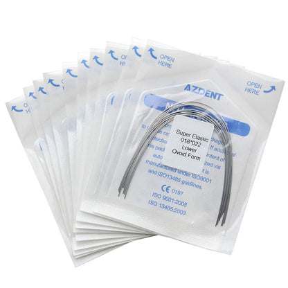 10 Bags AZDENT Dental Orthodontic Archwires Niti Super Elastic Ovoid Rectangular 0.018x0.022 Lower 10pcs/Pack - azdentall.com