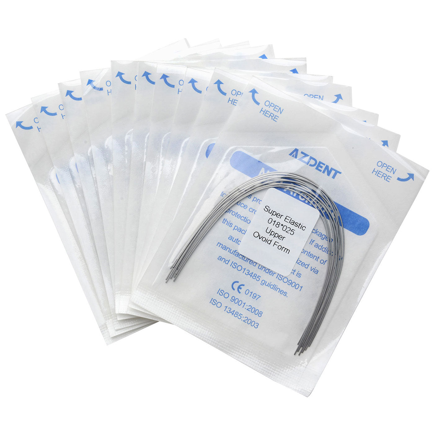 10 Bags AZDENT Dental Orthodontic Archwires Niti Super Elastic Ovoid Rectangular 0.018x0.025 Upper 10pcs/Pack - azdentall.com