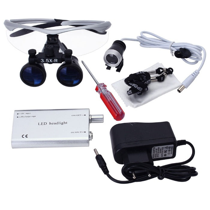 Dental Loupe 3.5X Magnification Surgical Binocular Magnifier with 3W LED Headlight