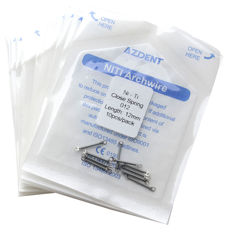 20 Packs AZDENT Dental Orthodontic Accessory Closed Coil Spring 0.012 12mm 10pcs/Bag - azdentall.com