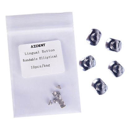 AZDENT Dental Lingual Button Bondable Elliptical Mesh Base 10pcs/Bag - azdentall.com