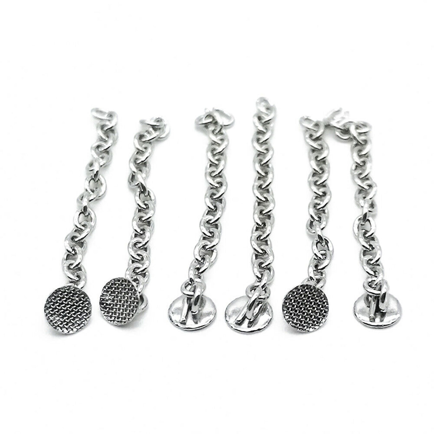 AZDENT Dental Traction Button Chain Silver Round 2pcs/Bag - azdentall.com