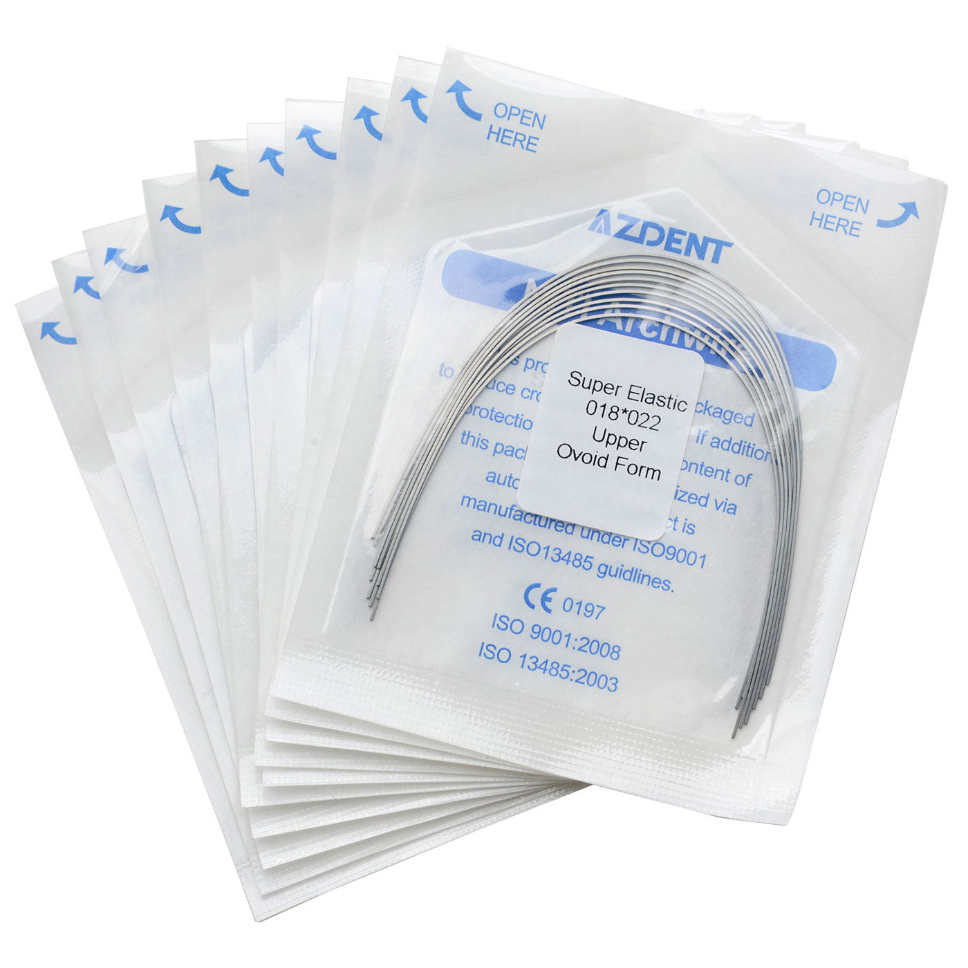 10 Bags AZDENT Dental Orthodontic Archwires Niti Super Elastic Ovoid Rectangular 0.018x0.022 Upper 10pcs/Pack - azdentall.com