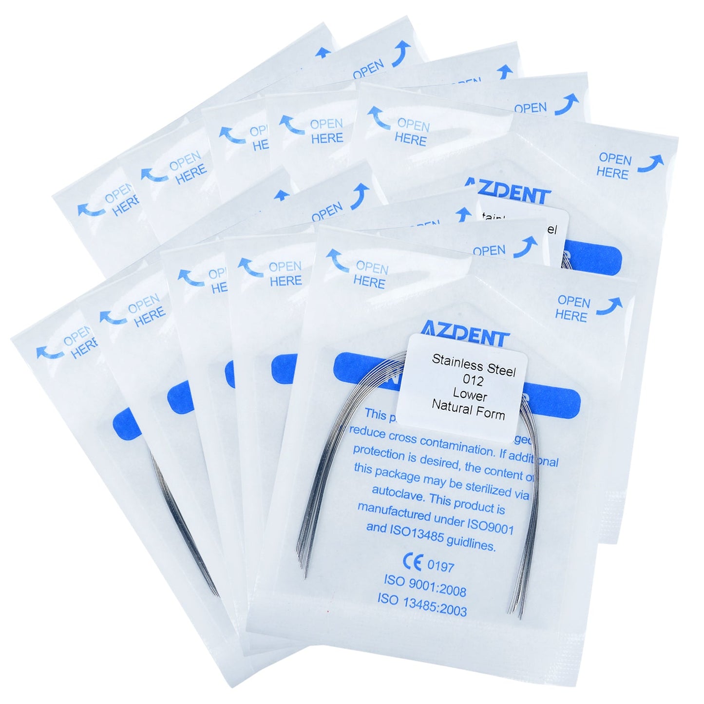 AZDENT Dental Orthodontic Archwire Stainless Steel Round Natural Full Size 10pcs/Pack-azdentall.com