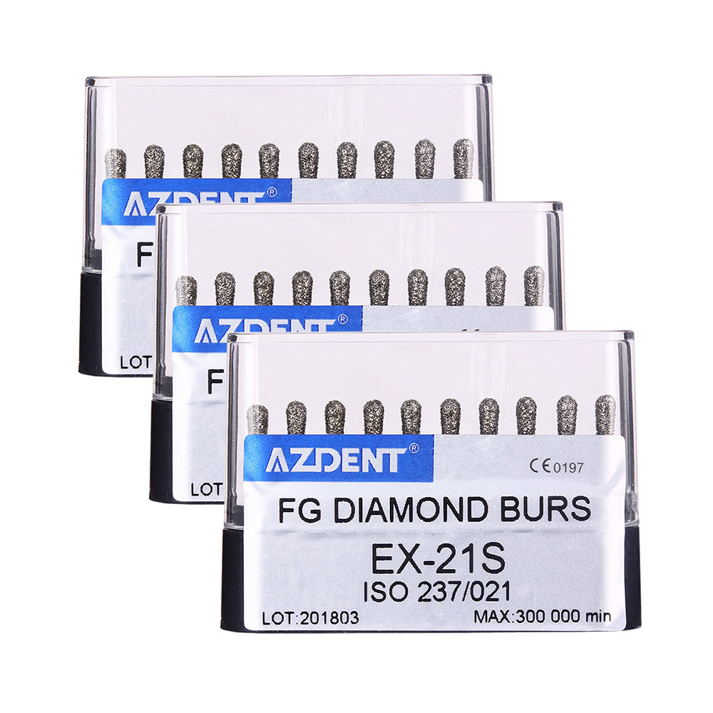 AZDENT FG Diamond Burs EX-21S 10pcs/Box-azdentall.com