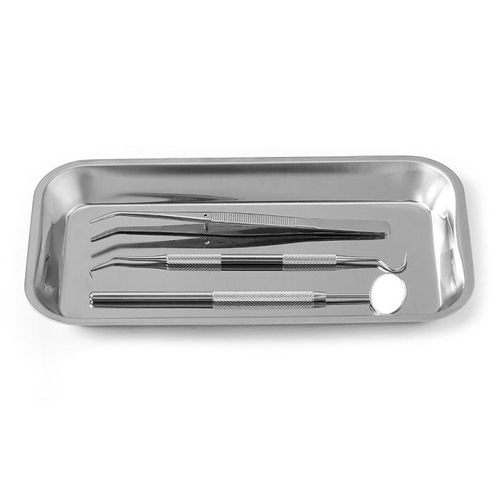 Dental Metal Trays Stainless Steel Medical Surgical Lab Instrument Tools Trays 8.85" x 4.64" x 0.79" - azdentall.com