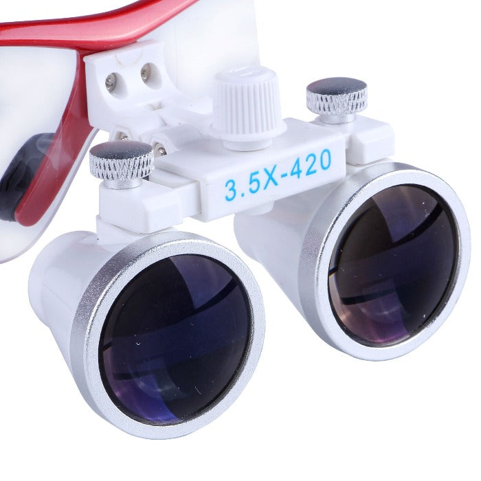 Dental Loupe Surgical Medical Binocular Magnifier, 3.5X420mm, Red Color