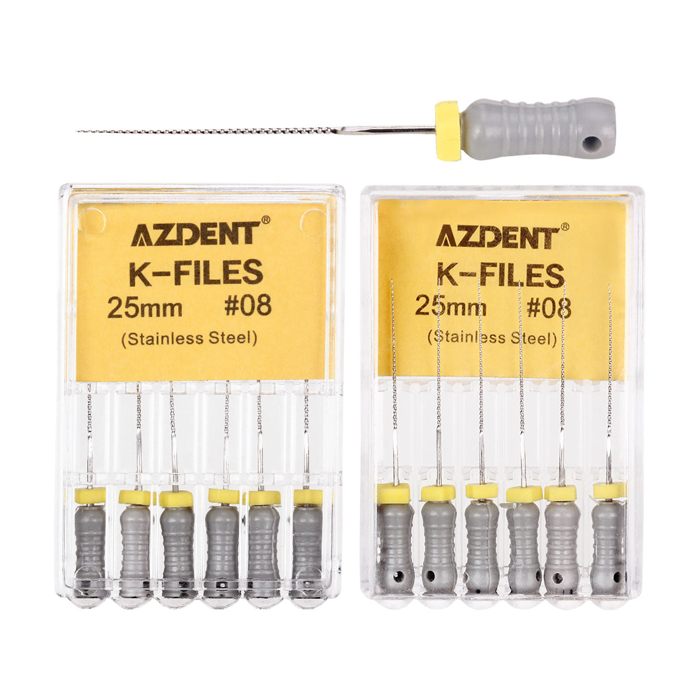 AZDENT Dental Hand K-Files Stainless Steel 25mm #15-80 6p/Pk 9 Color-azdentall.com