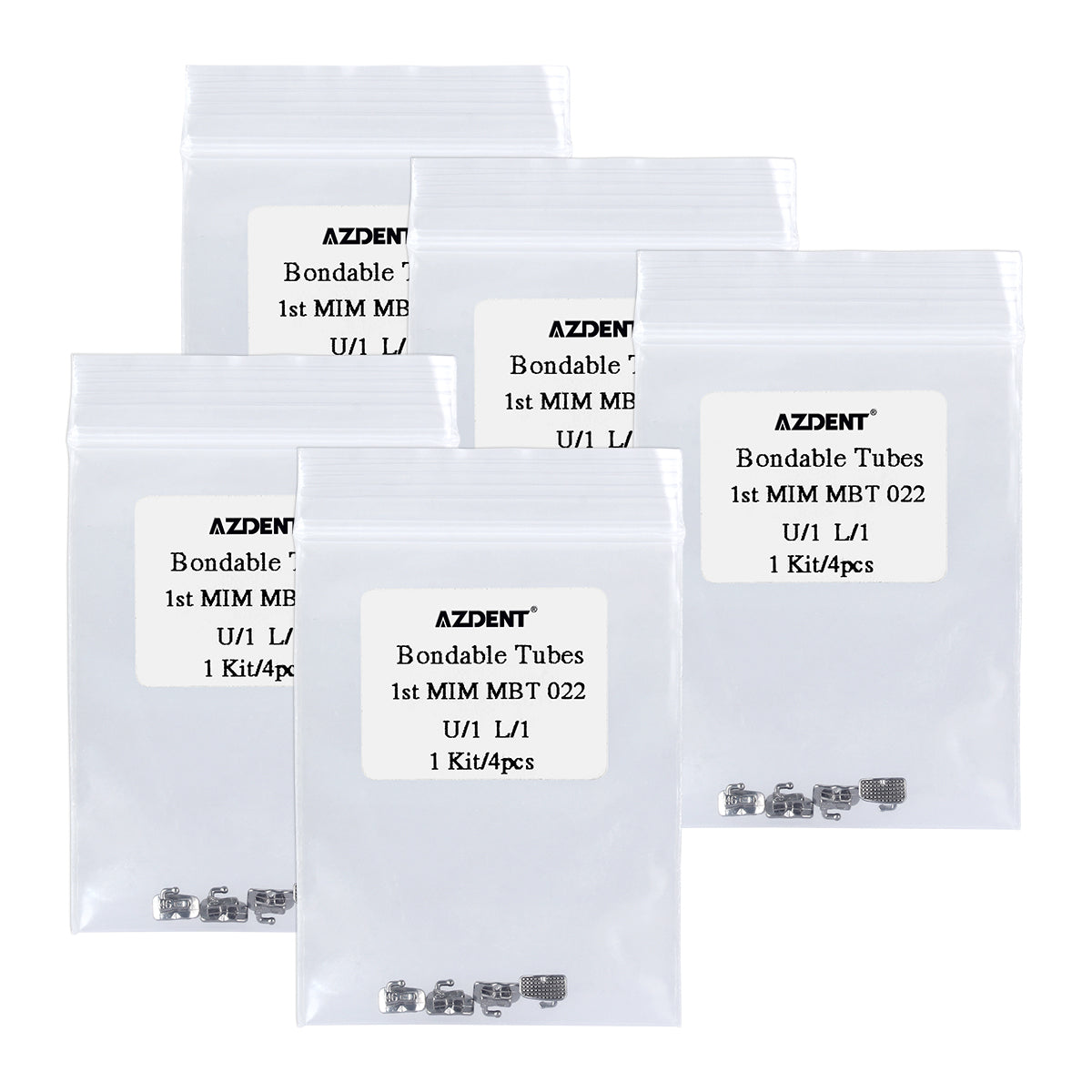 5 Bags AZDENT Dental Orthodontic Bondable Tube 1st MIM Monoblock MBT 0.022 Laser Mark 4pcs/Bag - azdentall.com