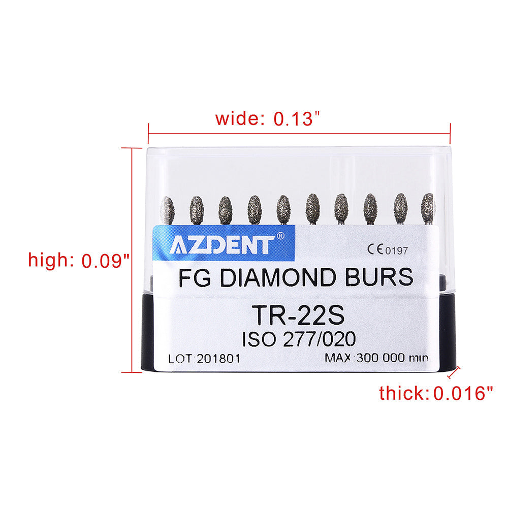 AZDENT FG Diamond Burs TR-22S 10pcs/Box-azdentall.com