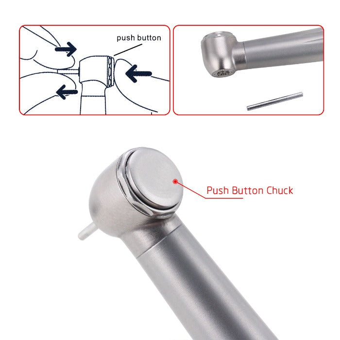 AZDENT High Speed Handpiece Standard Head Push Button Ceramic Four Way Spray - azdentall.com