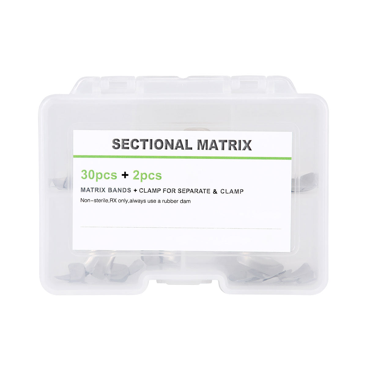 Dental Sectional Contoured Metal Matrices Matrix Refill F1 30pcs Bands And 2 Rings