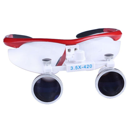 Dental Loupe Surgical Medical Binocular Magnifier, 3.5X420mm, Red Color