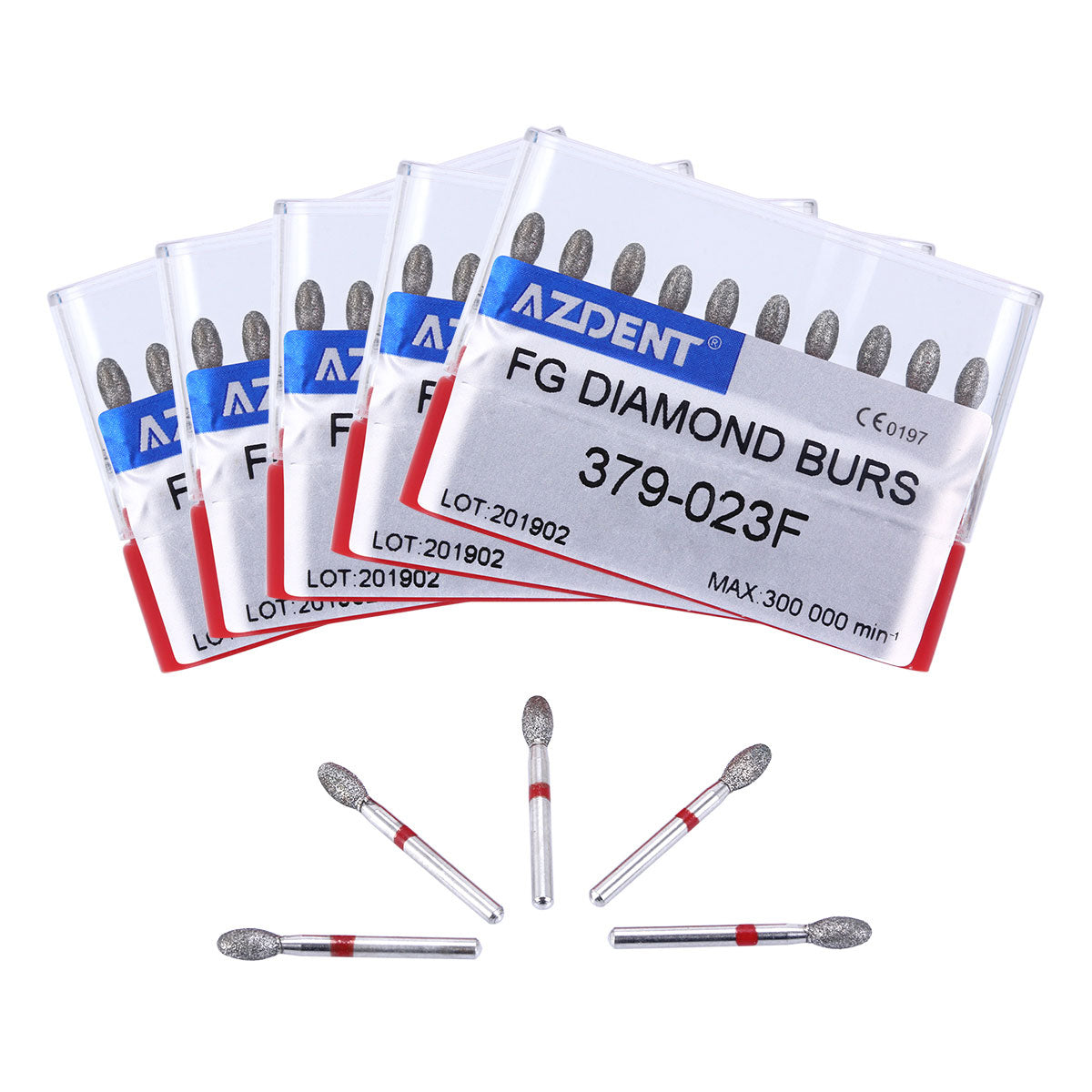 AZDENT Diamond Bur FG 379-023F Football Red 10pcs/Kit-azdentall.com