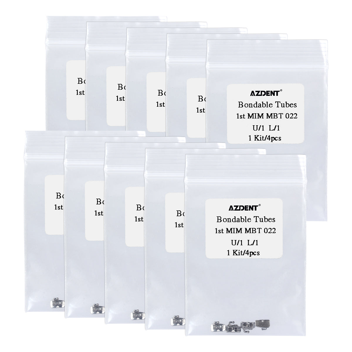 10 Bags AZDENT Dental Orthodontic Bondable Tube 1st MIM Monoblock MBT 0.022 Laser Mark 4pcs/Bag - azdentall.com