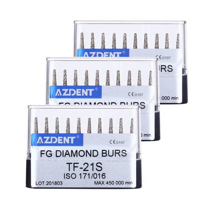AZDENT FG Diamond Burs TF-21S 10pcs/Box-azdentall.com