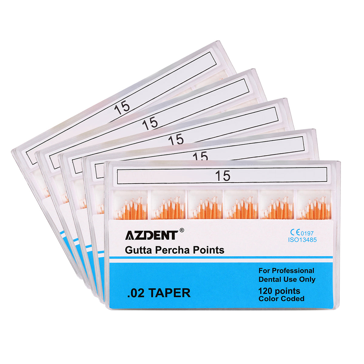 AZDENT Gutta Percha Points #15-40 Taper Size 0.02 Color Coded 7 Models 120/Box-azdentall.com