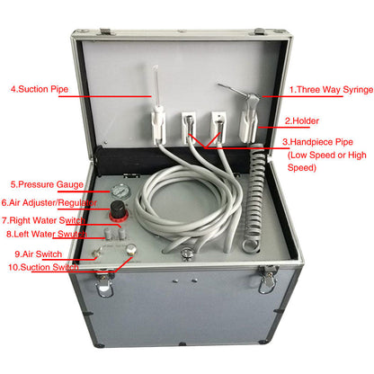 Portable Dental Turbine Machine Dental Delivery Unit Suction System 2/4 Holes
