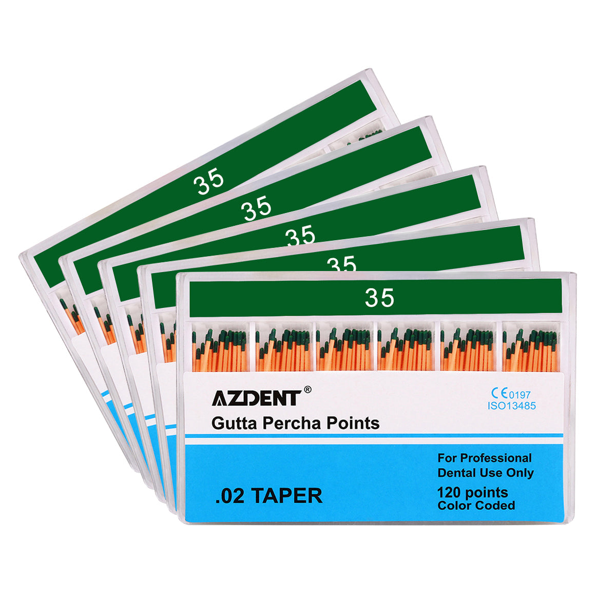 AZDENT Gutta Percha Points #15-40 Taper Size 0.02 Color Coded 7 Models 120/Box-azdentall.com