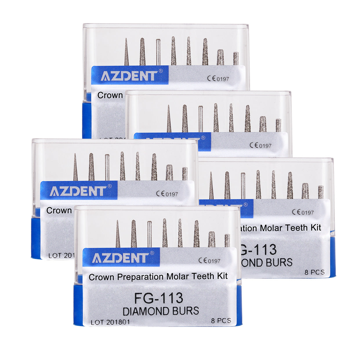 AZDENT Dental Diamond Bur FG-113 Crown Preparation Molar Teeth Kit 8pcs/Kit-azdentall.com