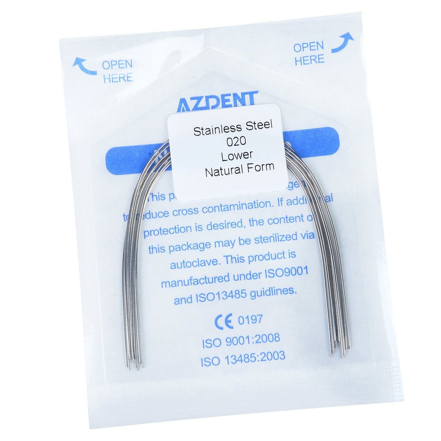 AZDENT Dental Orthodontic Archwire Stainless Steel Round Natural 20 Lower 10pcs/Pack-azdentall.com