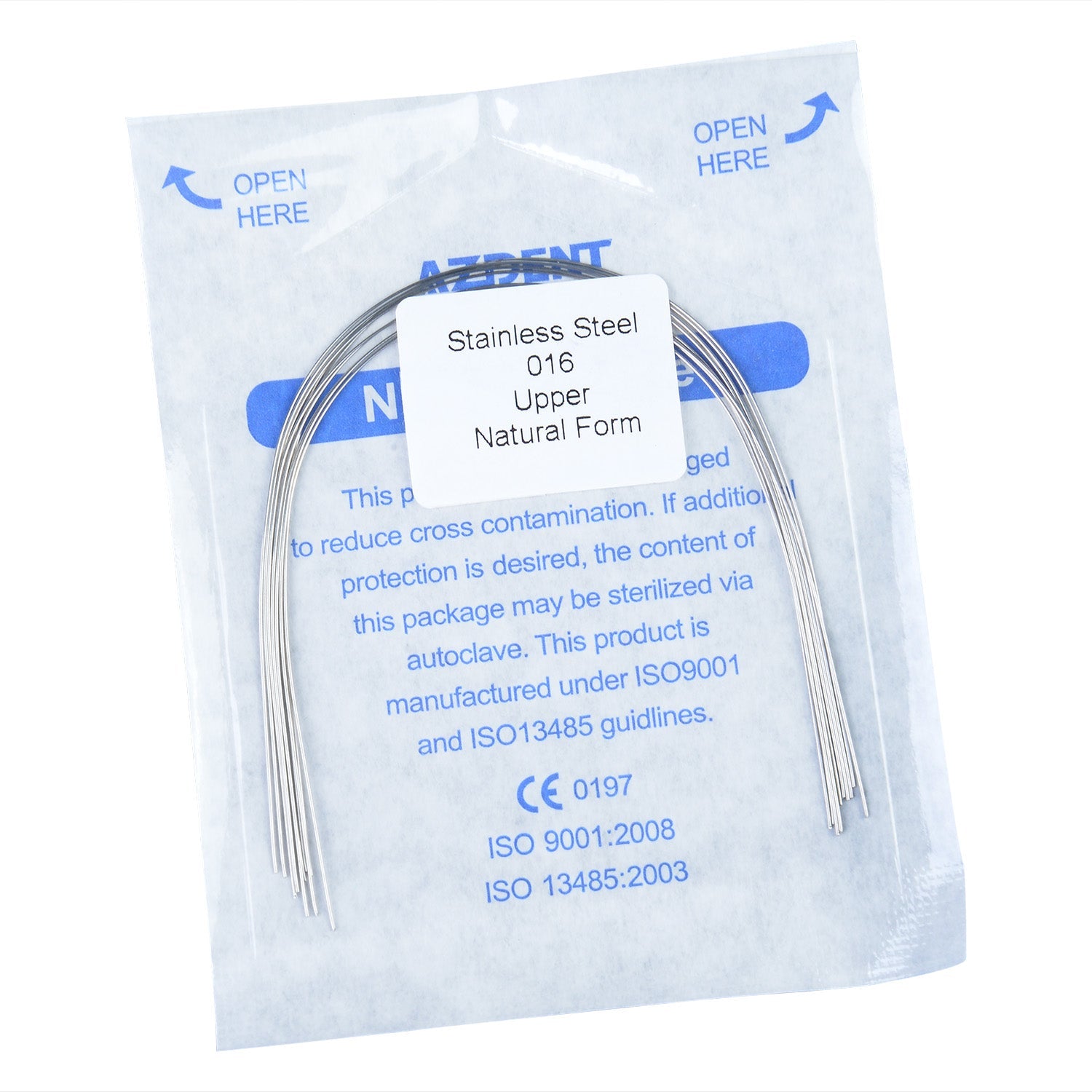 AZDENT Dental Orthodontic Archwire Stainless Steel Round Natural 16 Upper  10pcs/Pack-azdentall.com