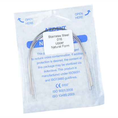 AZDENT Dental Orthodontic Archwire Stainless Steel Round Natural 16 Upper  10pcs/Pack-azdentall.com