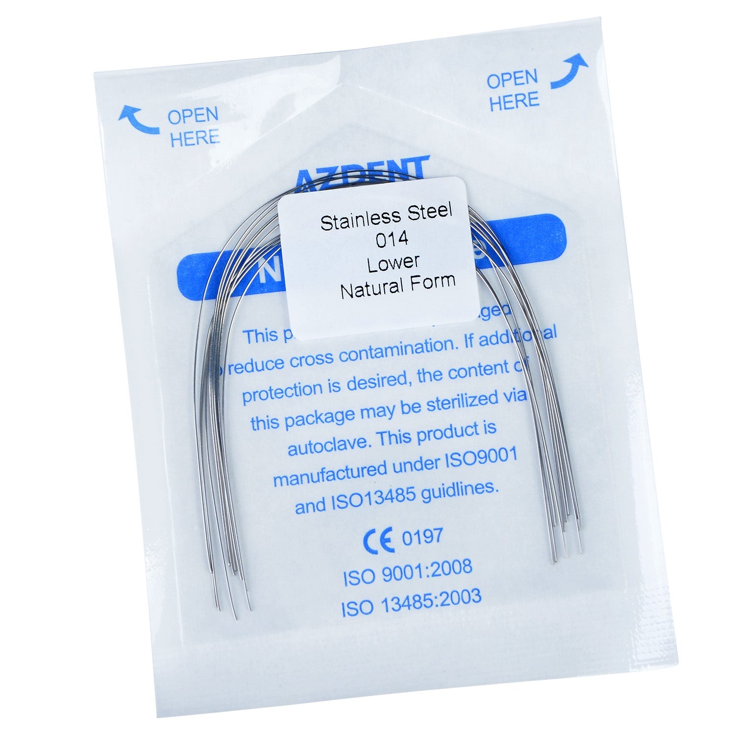 AZDENT Dental Orthodontic Archwire Stainless Steel Round Natural 14Lower 10pcs/Pack-azdentall.com