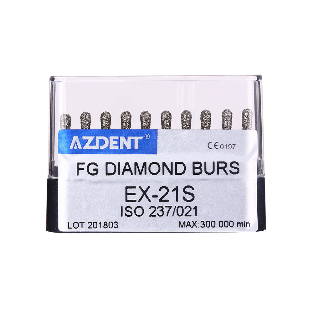 AZDENT FG Diamond Burs EX-21S 10pcs/Box-azdentall.com