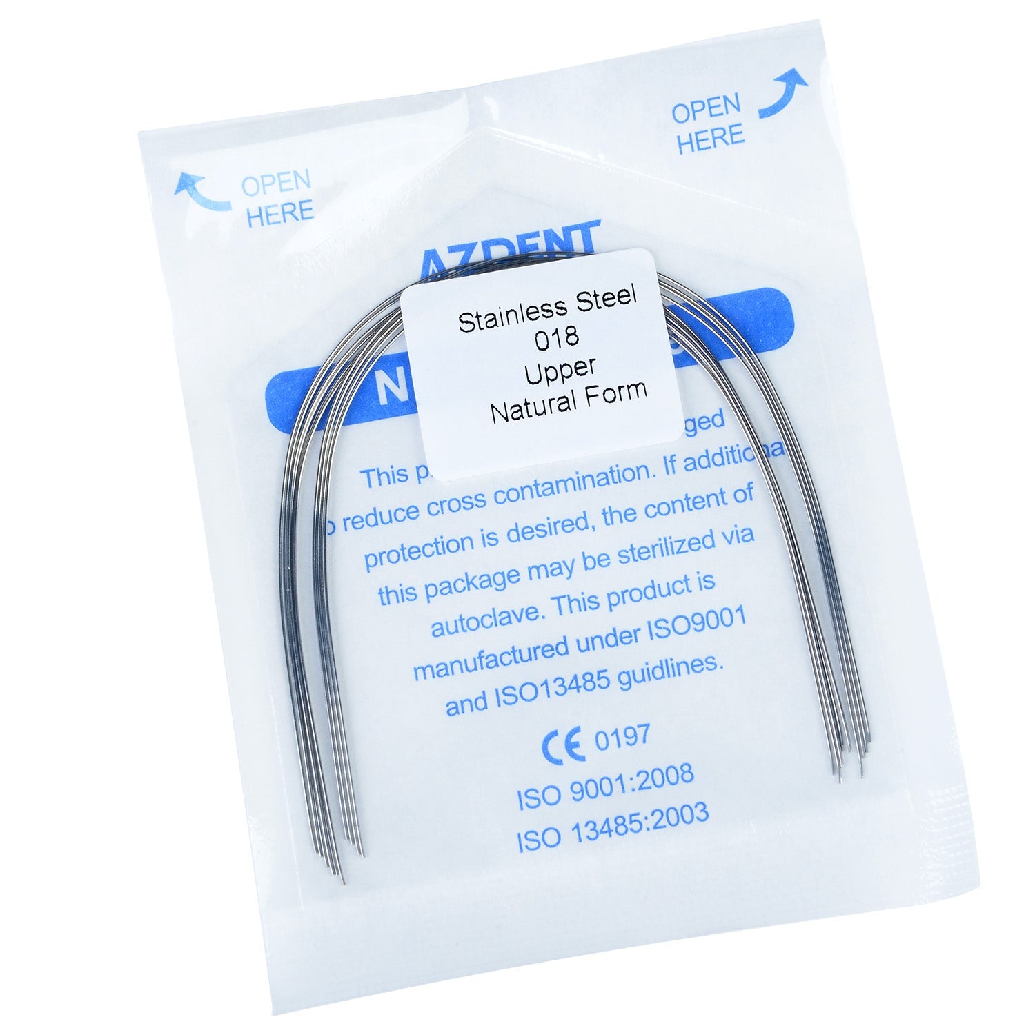 AZDENT Dental Orthodontic Archwire Stainless Steel Round Natural 18 Upper 10pcs/Pack-azdentall.com