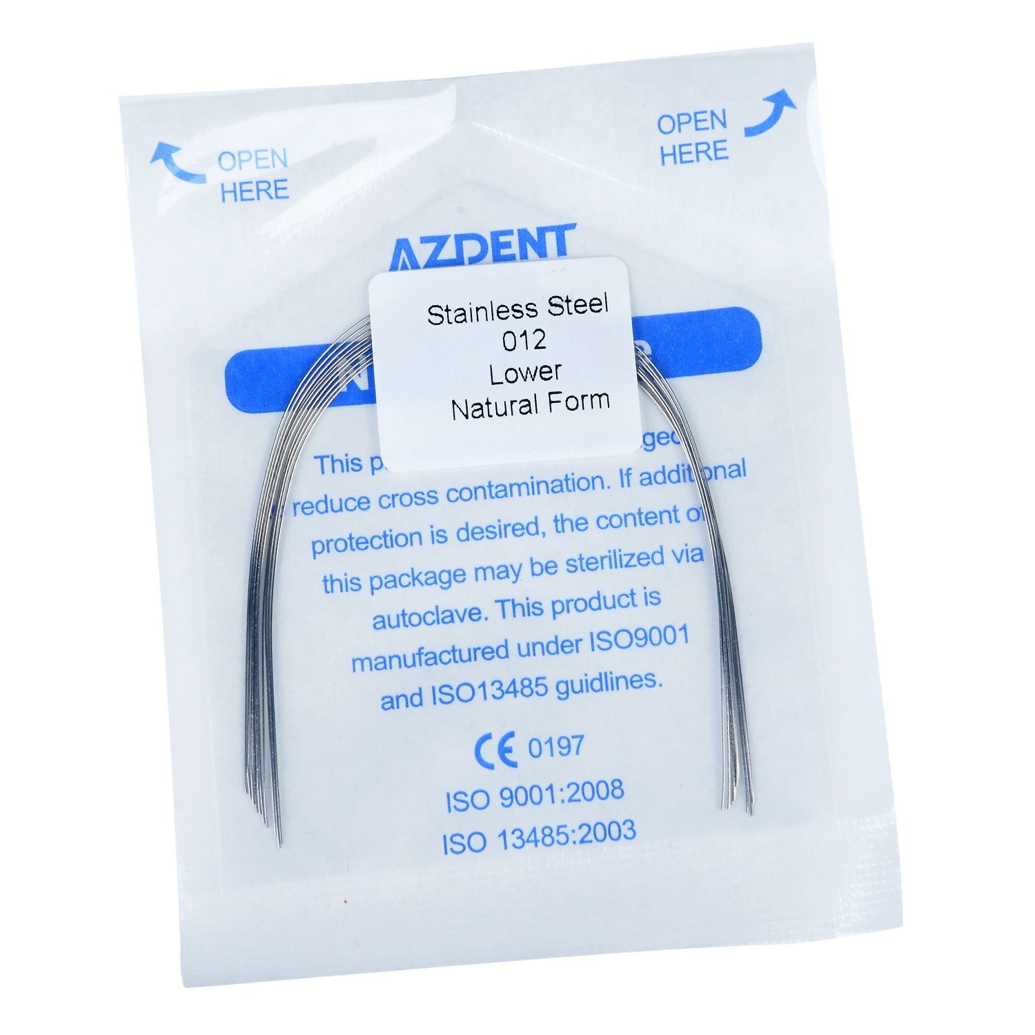 AZDENT Dental Orthodontic Archwire Stainless Steel Round Natural 12 Lower 10pcs/Pack-azdentall.com