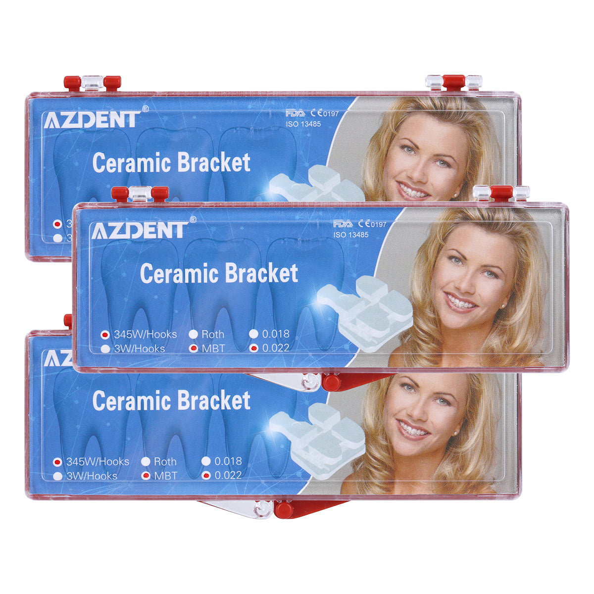 3 Boxes AZDENT Dental Orthodontic Ceramic Brackets Mesh Base MBT .022 345Hooks 20pcs/Box - azdentall.com