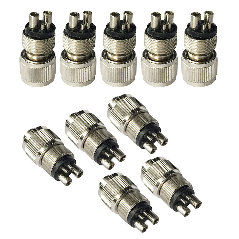 10pcs Dental High Speed Handpiece Adapter Converter Stainless Steel 4 Holes to 2 Holes - azdentall.com