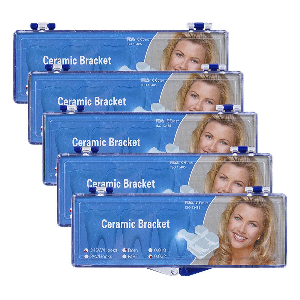 5 Boxes AZDENT Dental Orthodontic Ceramic Brackets Mesh Base Roth 0.022 Hooks on 345 20pcs/Box - azdentall.com