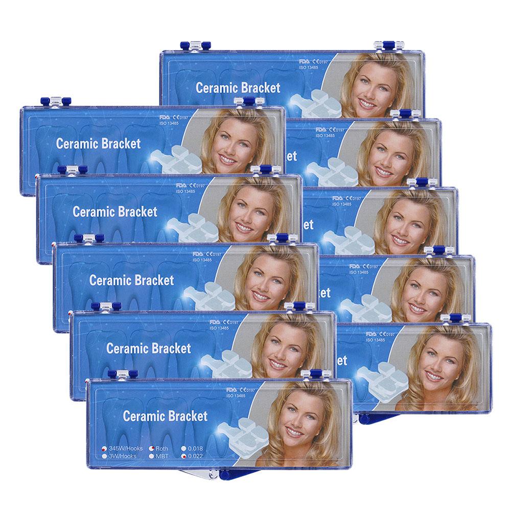 10 Boxes AZDENT Dental Orthodontic Ceramic Brackets Mesh Base Roth 0.022 Hooks on 345 20pcs/Box - azdentall.com
