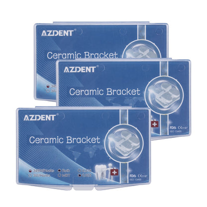 3 Boxes AZDENT Dental Orthodontic Ceramic Bracket Braces Roth 0.022 Hooks On 345 20pcs/Box - azdentall.com