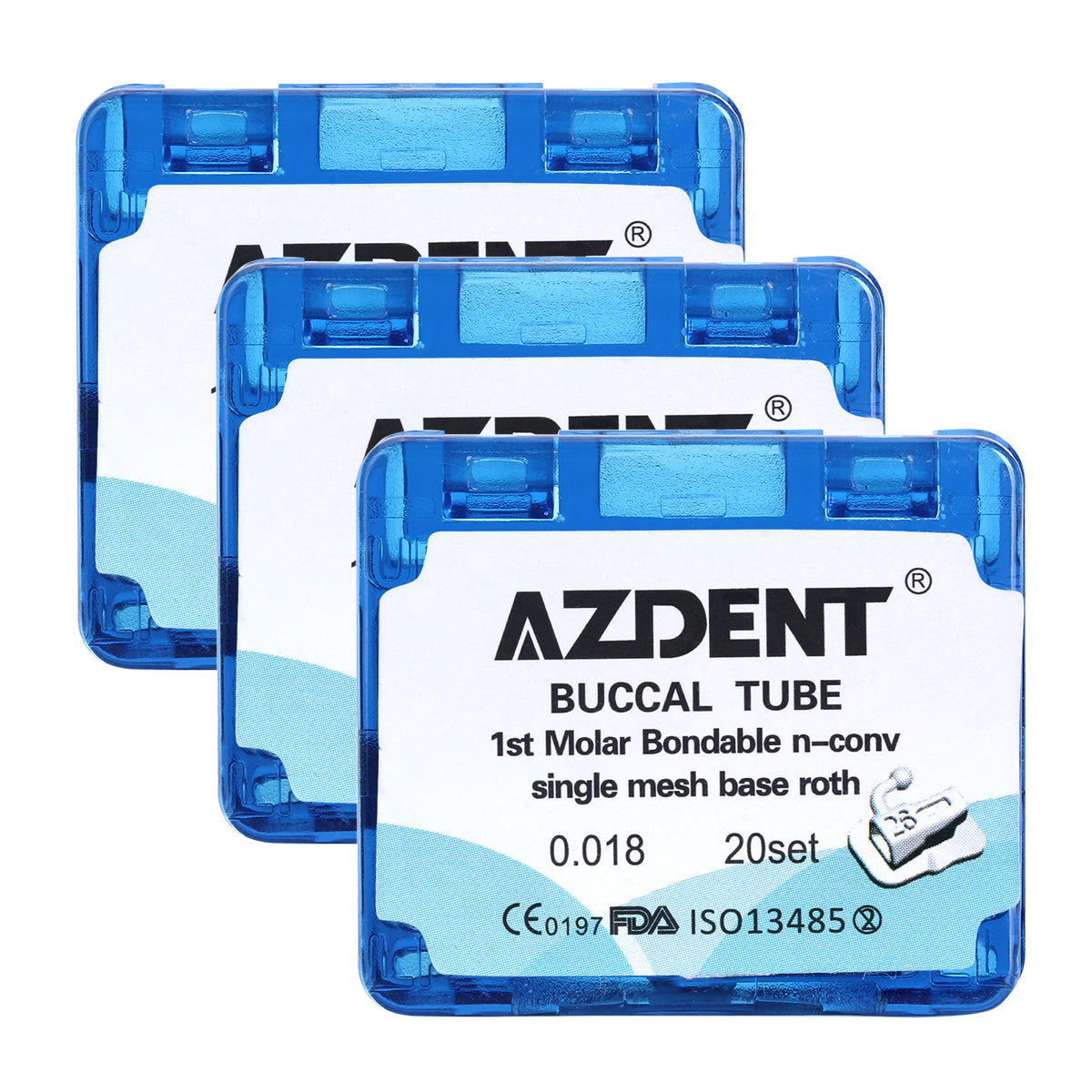 3 Boxes AZDENT Dental Orthodontic Buccal Tube 1st Molar Bondable Split Non-Convertible Roth 0.018 80pcs/Box - azdentall.com