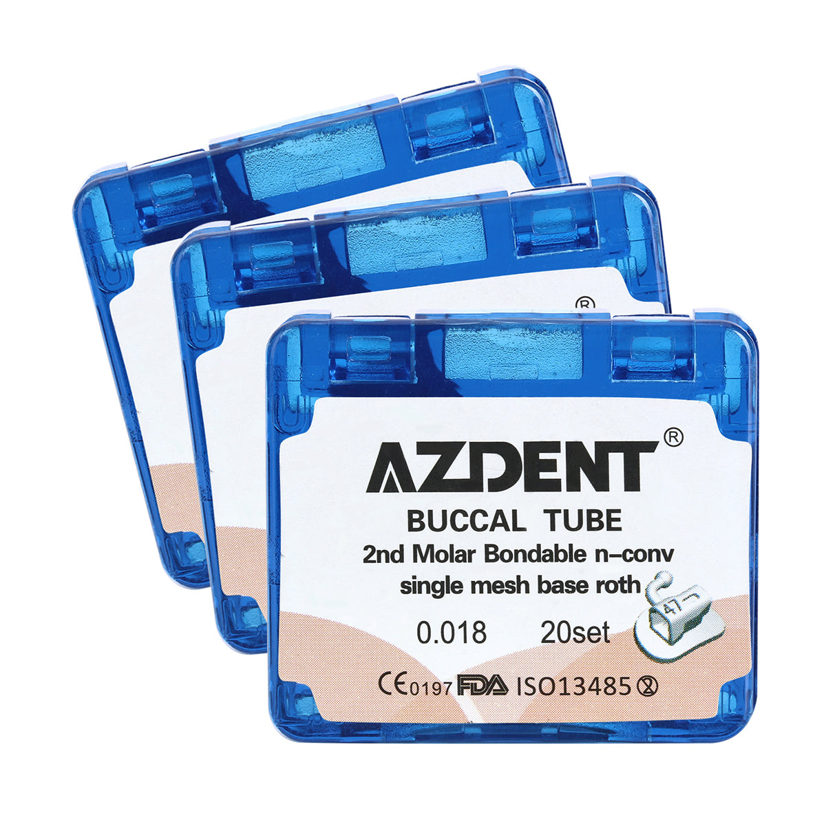 3 Boxes AZDENT Dental Orthodontic Buccal Tube 2nd Molar Bondable Split Non-Convertible Roth 0.018 20Sets/Box - azdentall.com